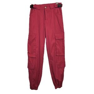 ROMWE Hot Pink Y2K Parachute Cargo Pants • Streetwear Utility • Size S